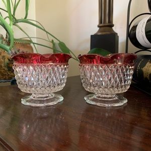 Indiana Glass Company Ruby Stain Crystal Candle